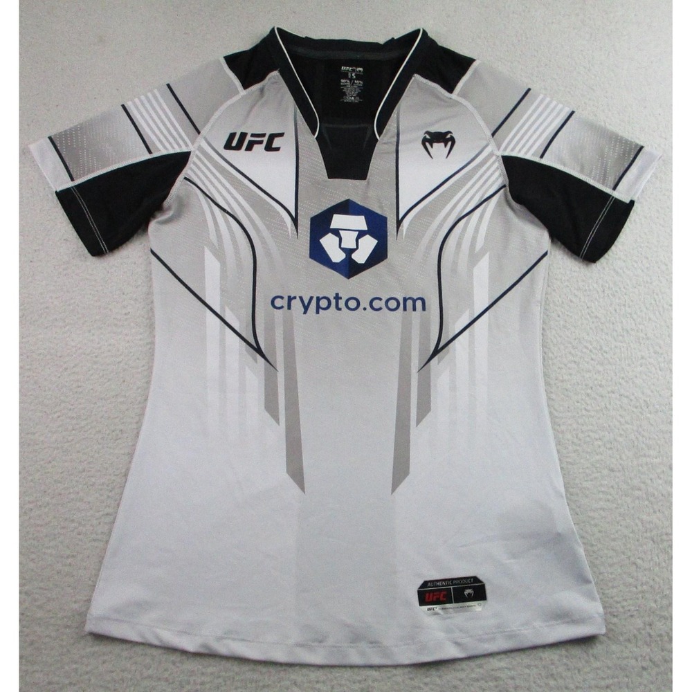UFC Shirt Womens Small White Black MMA Venum Performance Crypto Com Sponsor‎